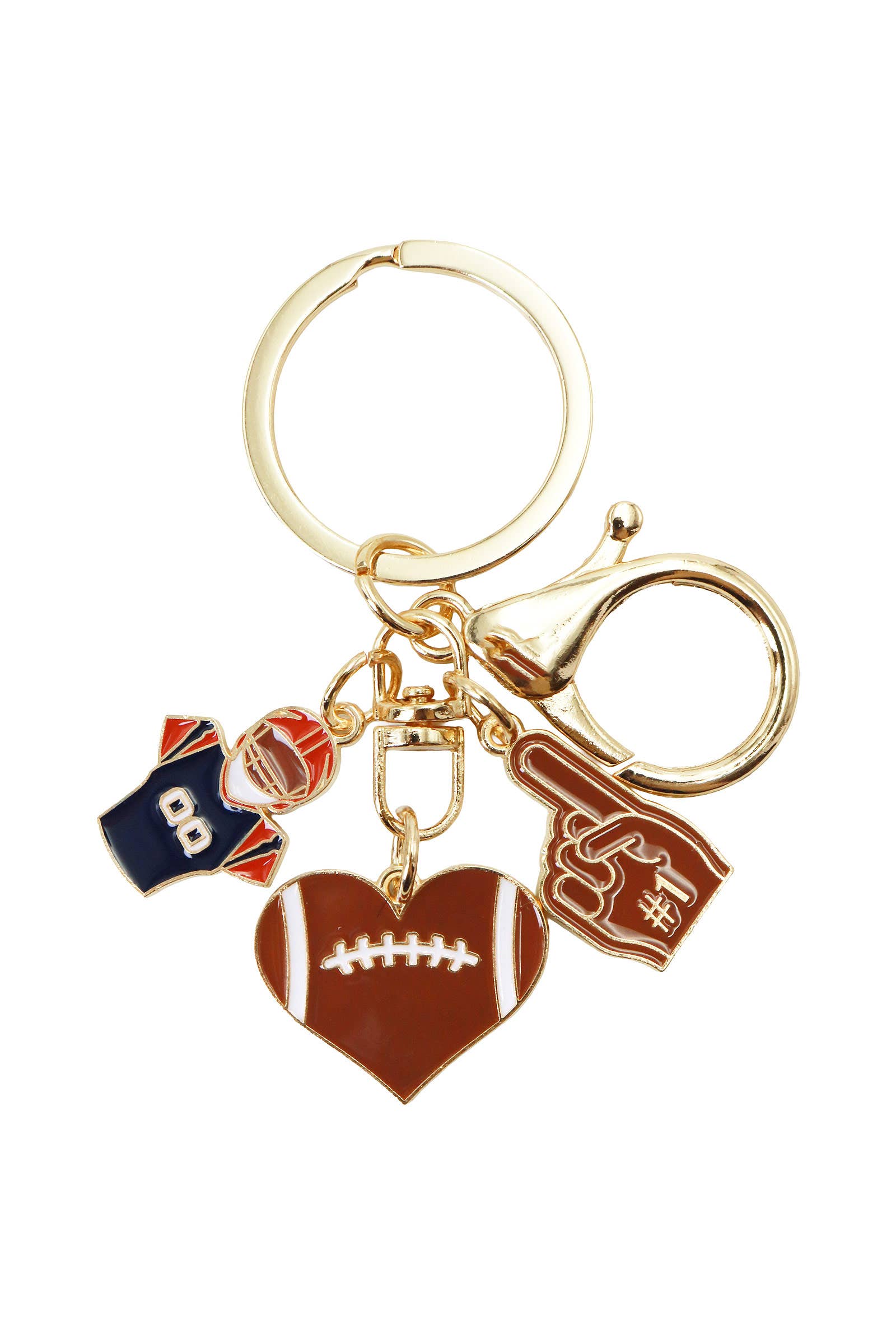 6303. Assorted Football Enamel Charm Cluster Key Chain