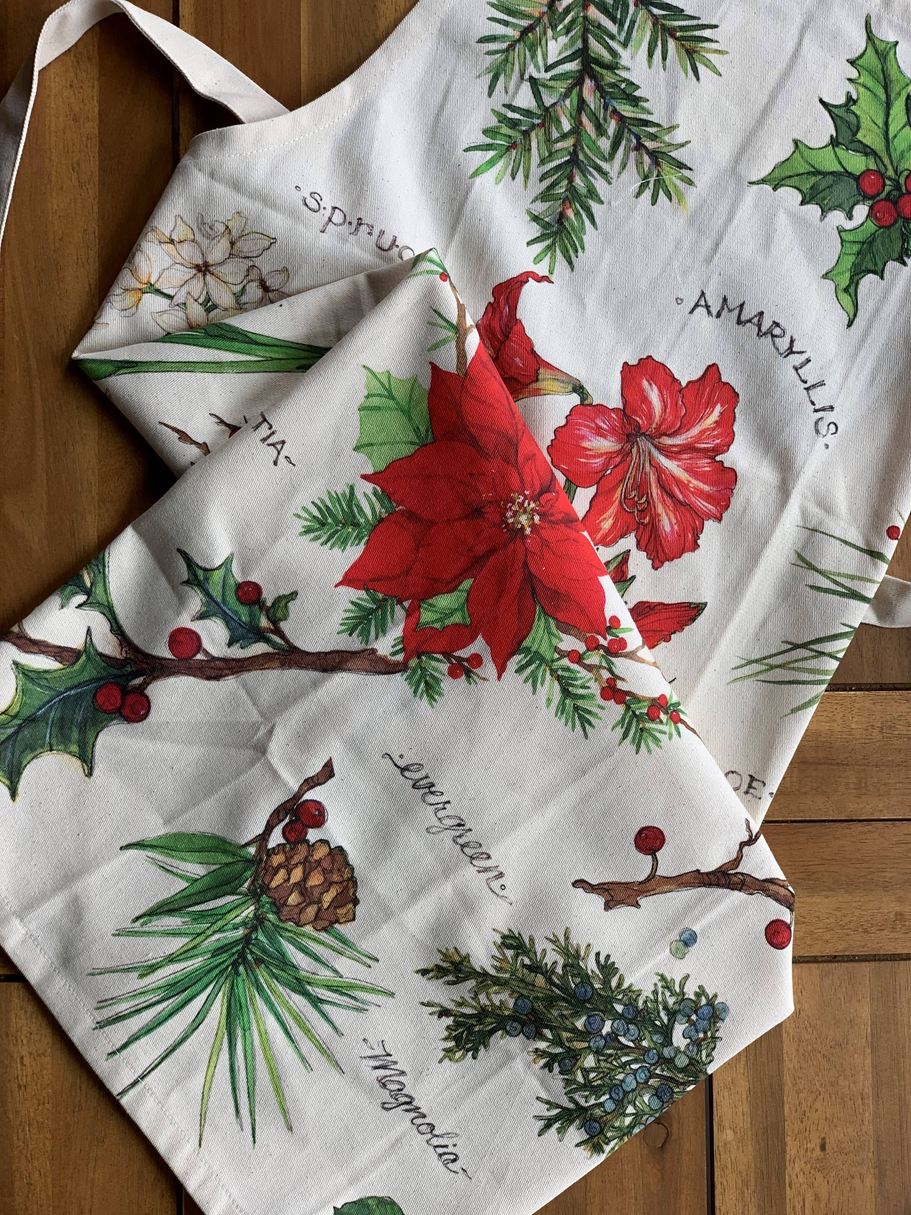 7652. Field Guide Holiday Blossoms Kitchen Towel - Sally Eckman Roberts