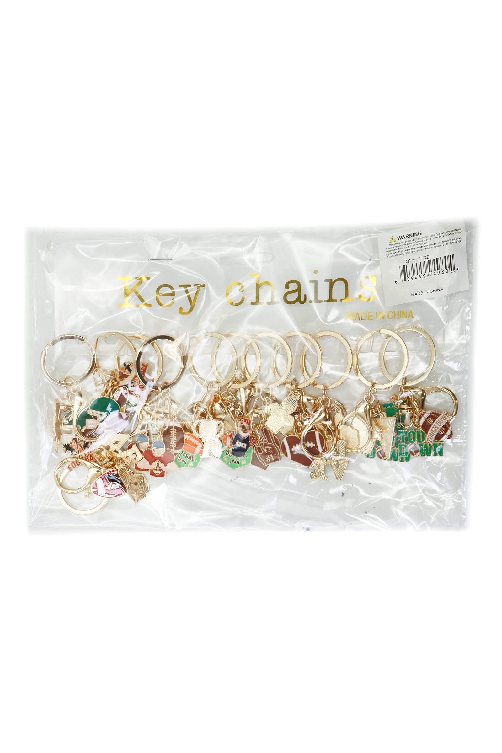 6303. Assorted Football Enamel Charm Cluster Key Chain