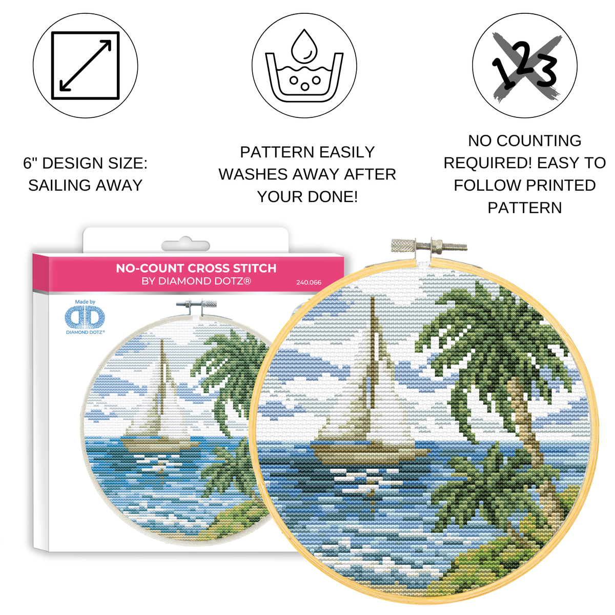 Diamond Dotz No-Count Cross Stitch Sailing Away - 6 in