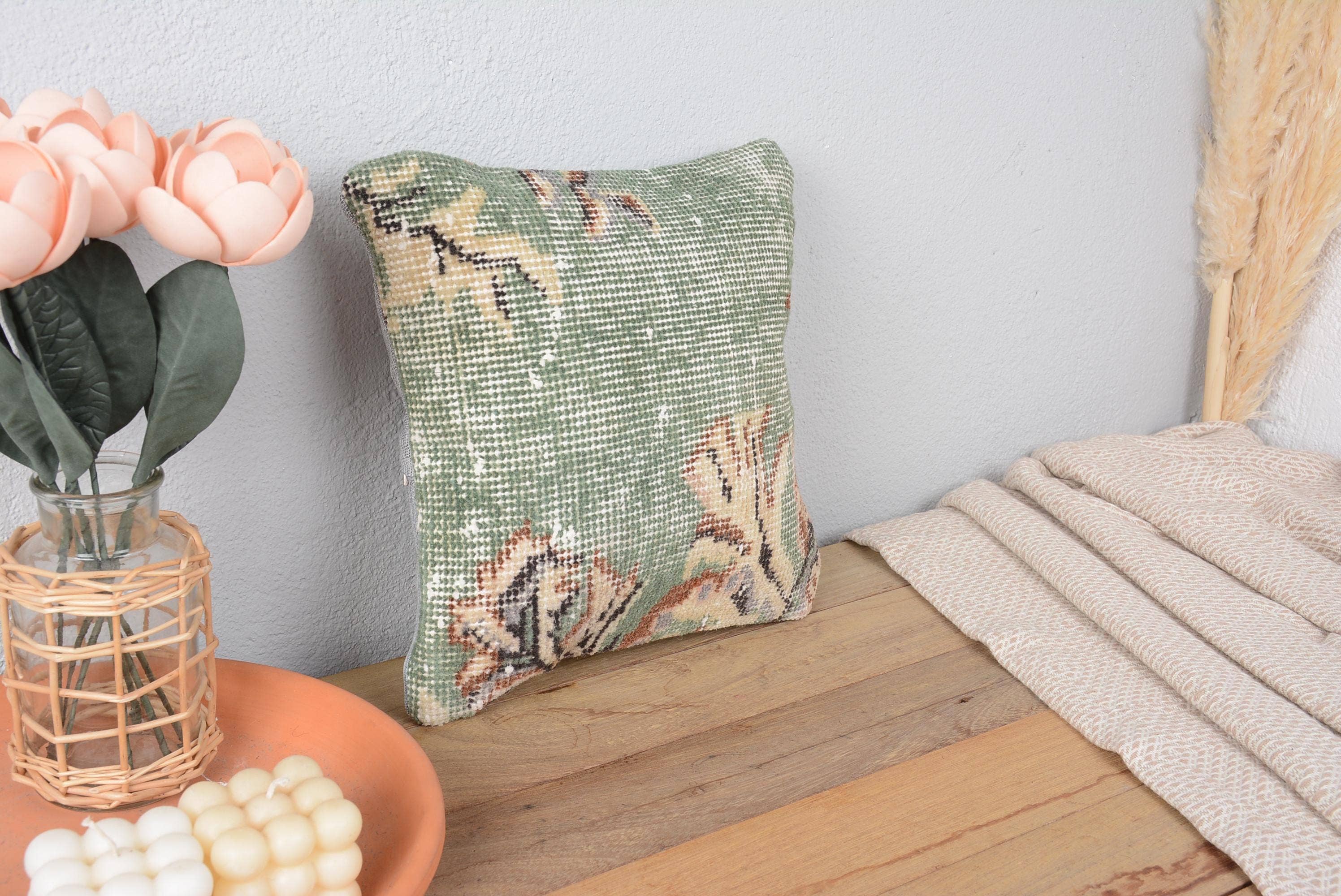Boho Kilim Pillow Sham Cover 12x12 Vintage Throw