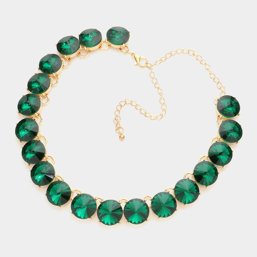 Round Stone Link Evening Necklace