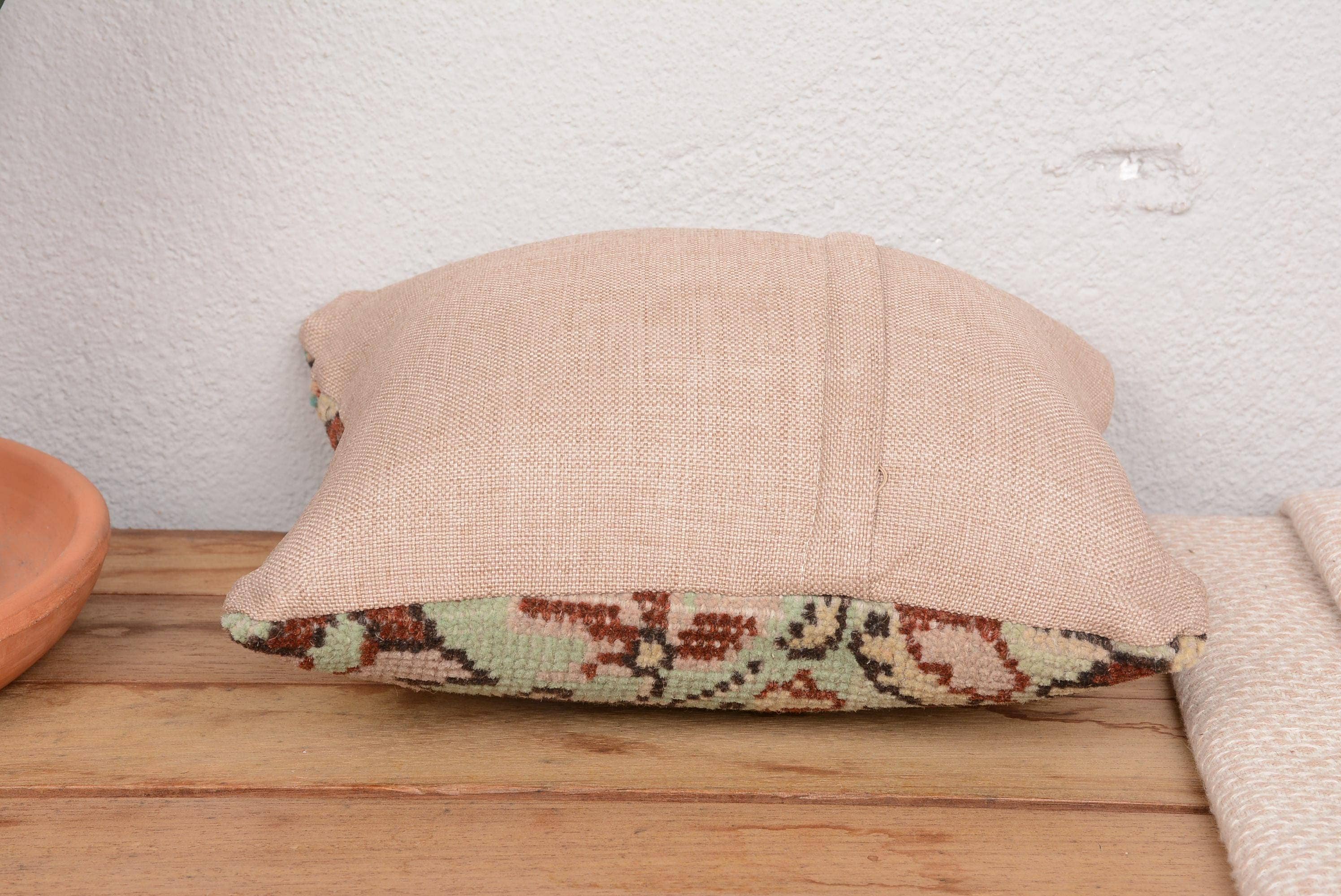 7150. Antique Kilim Cushion Sham Patchwork Textured Pillow Cover