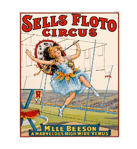 MS339 Vintage Style Metal Sign Sells Floto Circus
