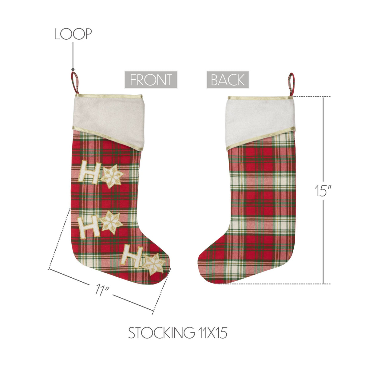 HO HO Christmas Stocking 11x15