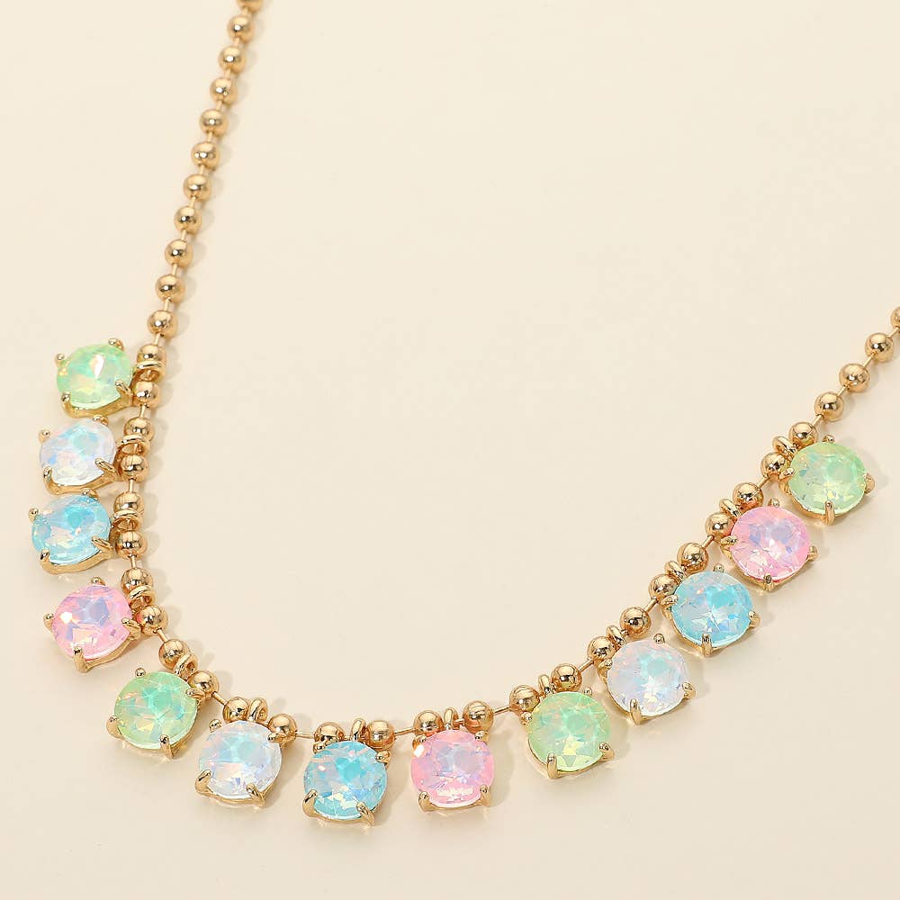 Cushion Teardrop Round Stone Link Evening Necklace