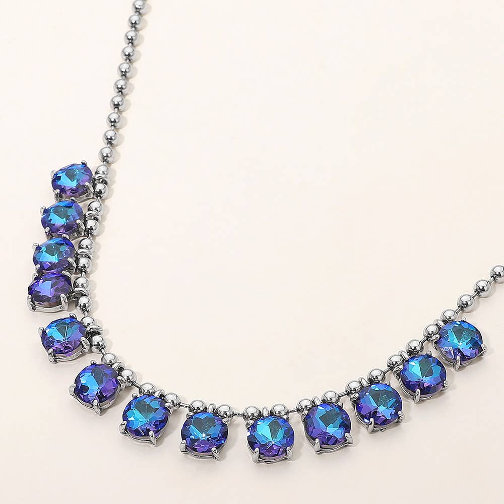 Cushion Teardrop Round Stone Link Evening Necklace