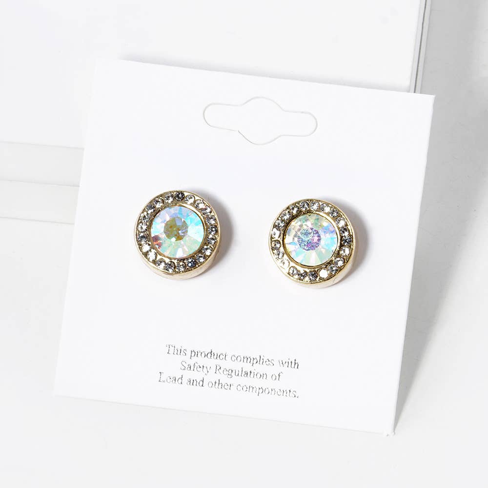 Round Crystal Halo Stud Earrings