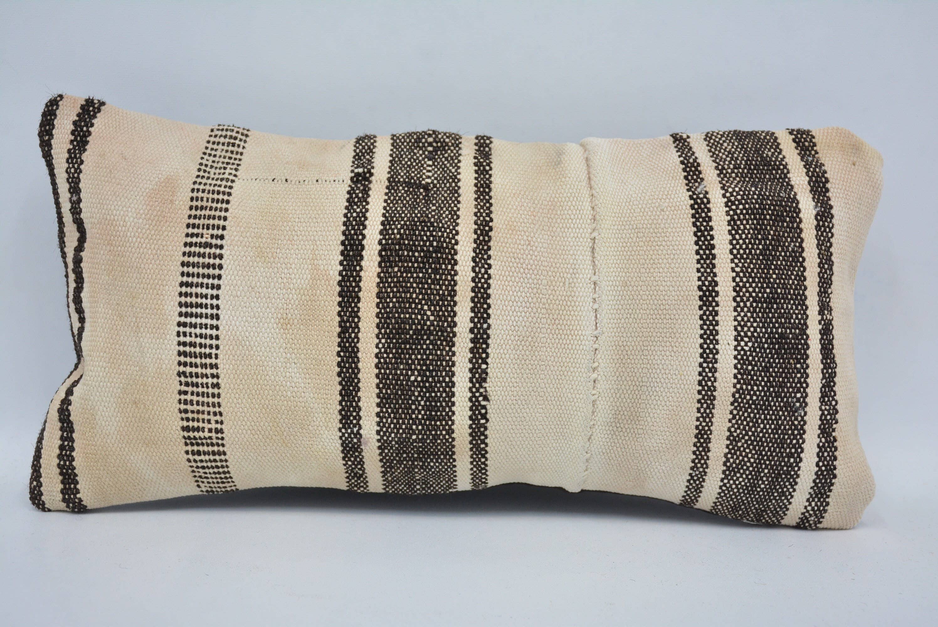 7113. Handmade Kilim Striped Throw Pillow Cushion 8x16