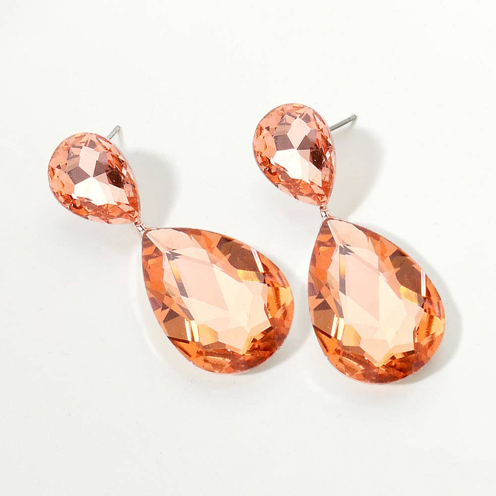 Glass Crystal Teardrop Evening Earrings
