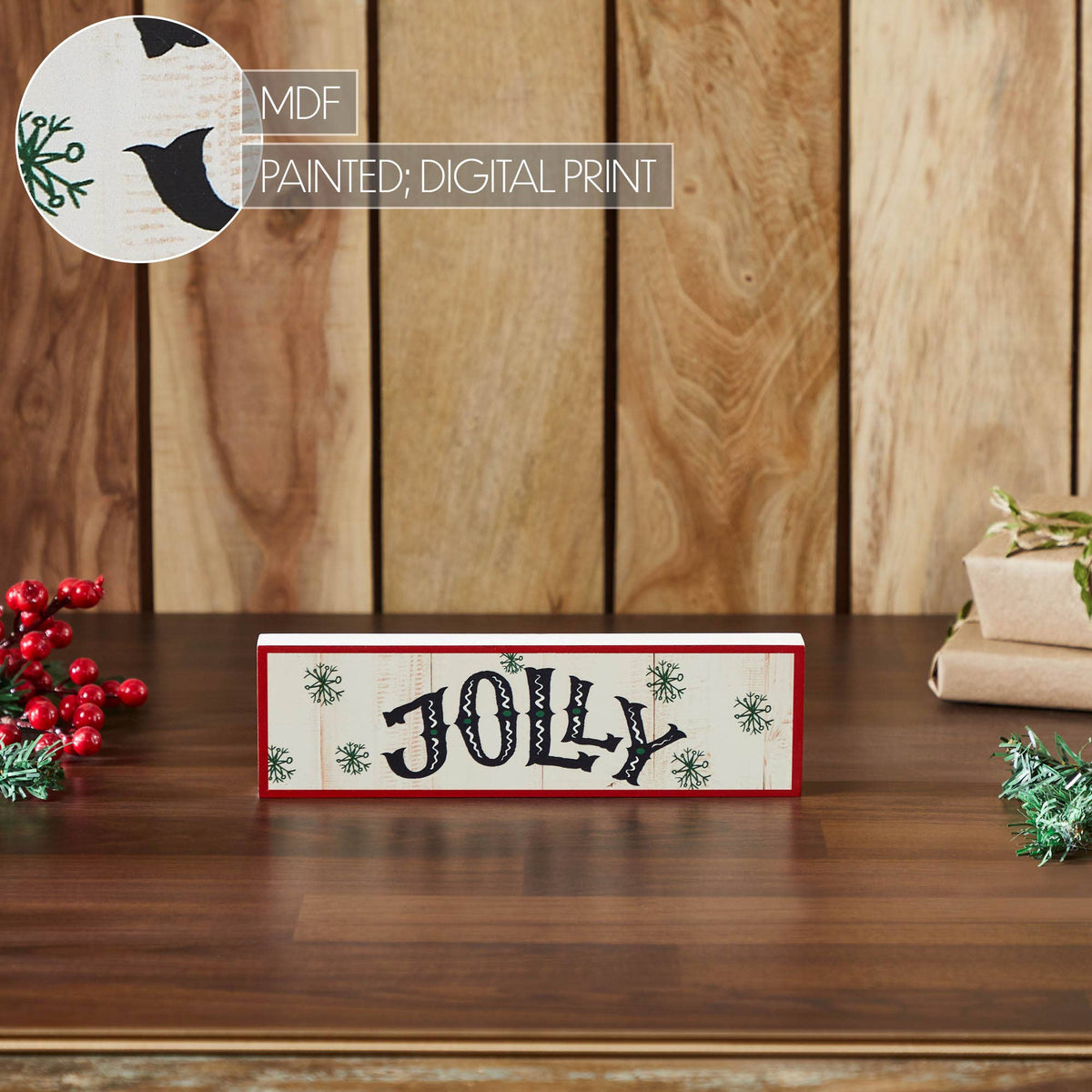 Jolly Christmas Block Sign 3x10