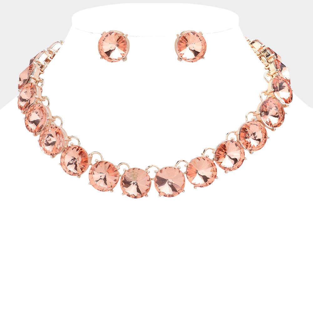 Round Stone Link Evening Necklace