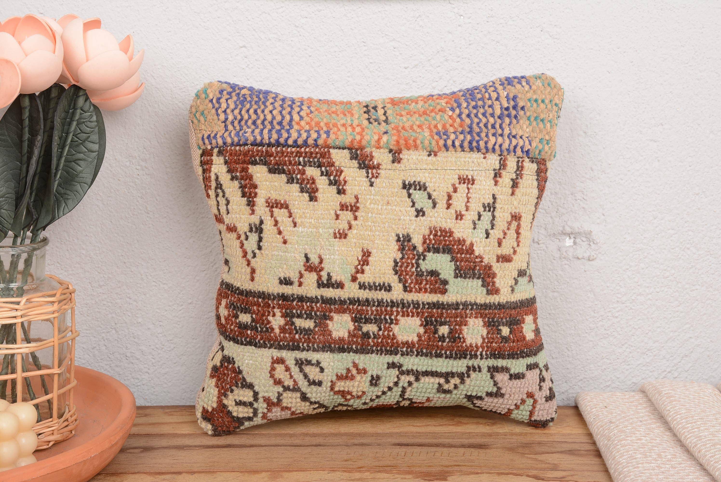 7150. Antique Kilim Cushion Sham Patchwork Textured Pillow Cover