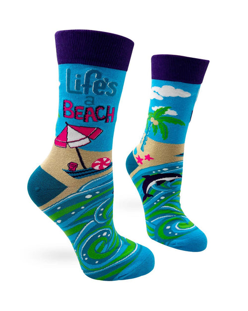 8622. "Life's a Beach" Women's Crew Socks