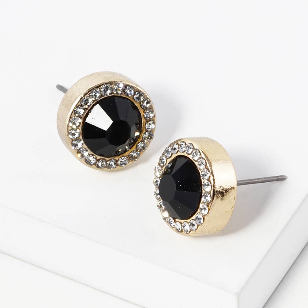 Round Crystal Halo Stud Earrings
