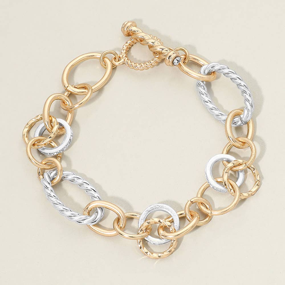 Chunky Mixed Link Statement Toggle Bracelet