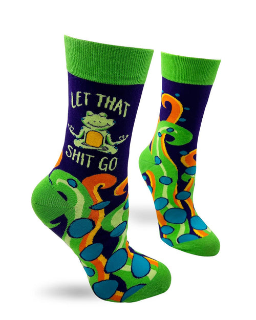 8604. Let That Shit Go Funny Ladies' Novelty Crew Socks