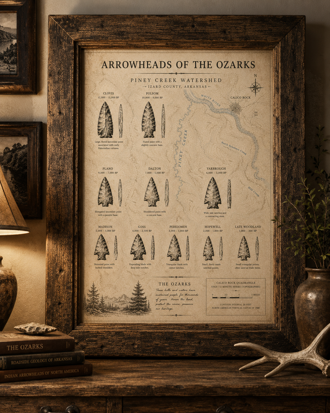 Arrowheads of the Ozarks — Piney Creek Watershed Digital Art Print