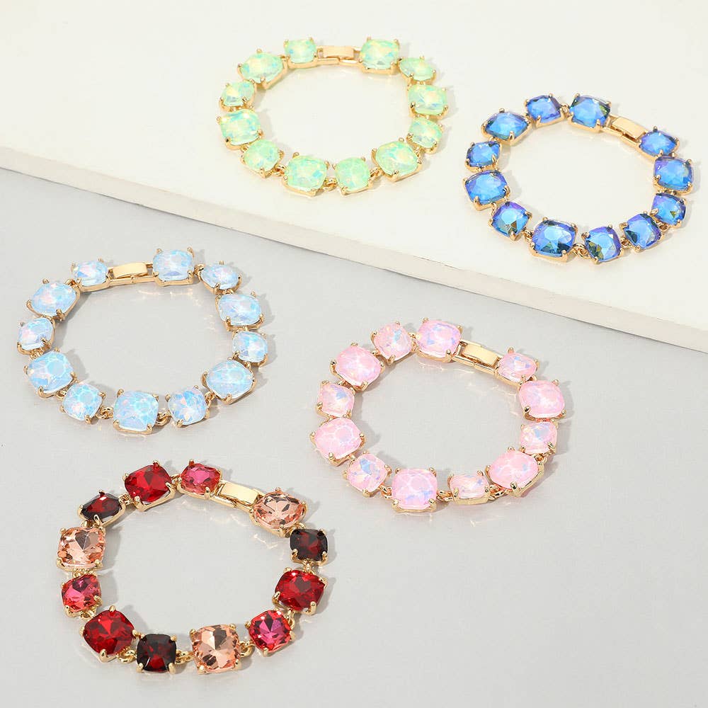 Cushion Square Stone Link Evening Bracelet