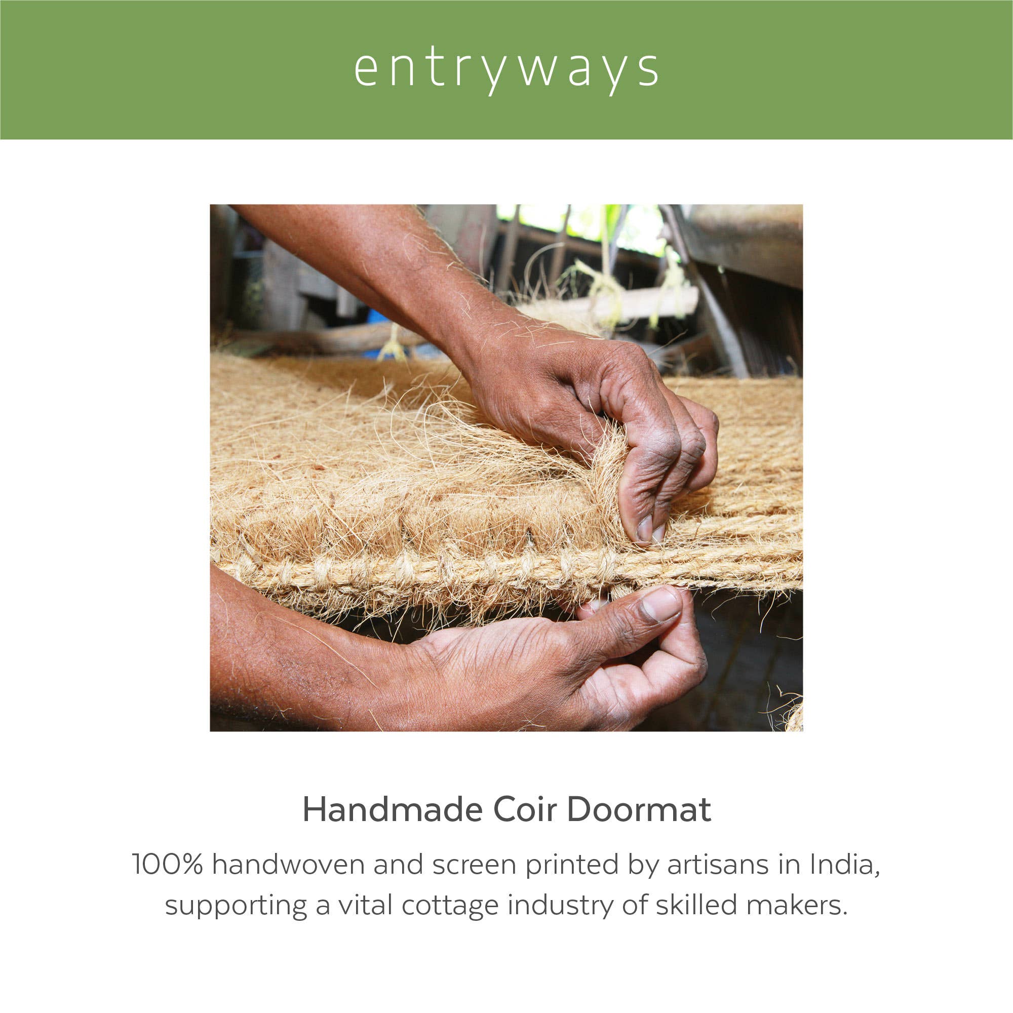 Vintage Blooms Handwoven Coconut Fiber Doormat