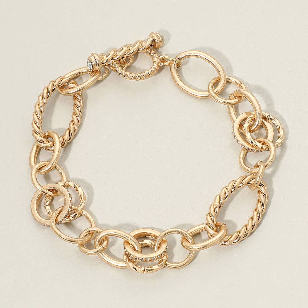 Chunky Mixed Link Statement Toggle Bracelet