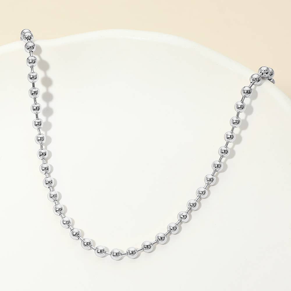 Stainless Steel Beaded Chain Necklace