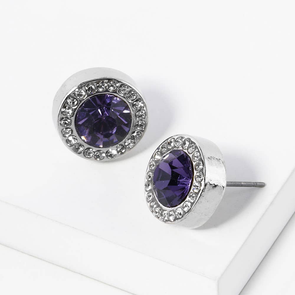 Round Crystal Halo Stud Earrings