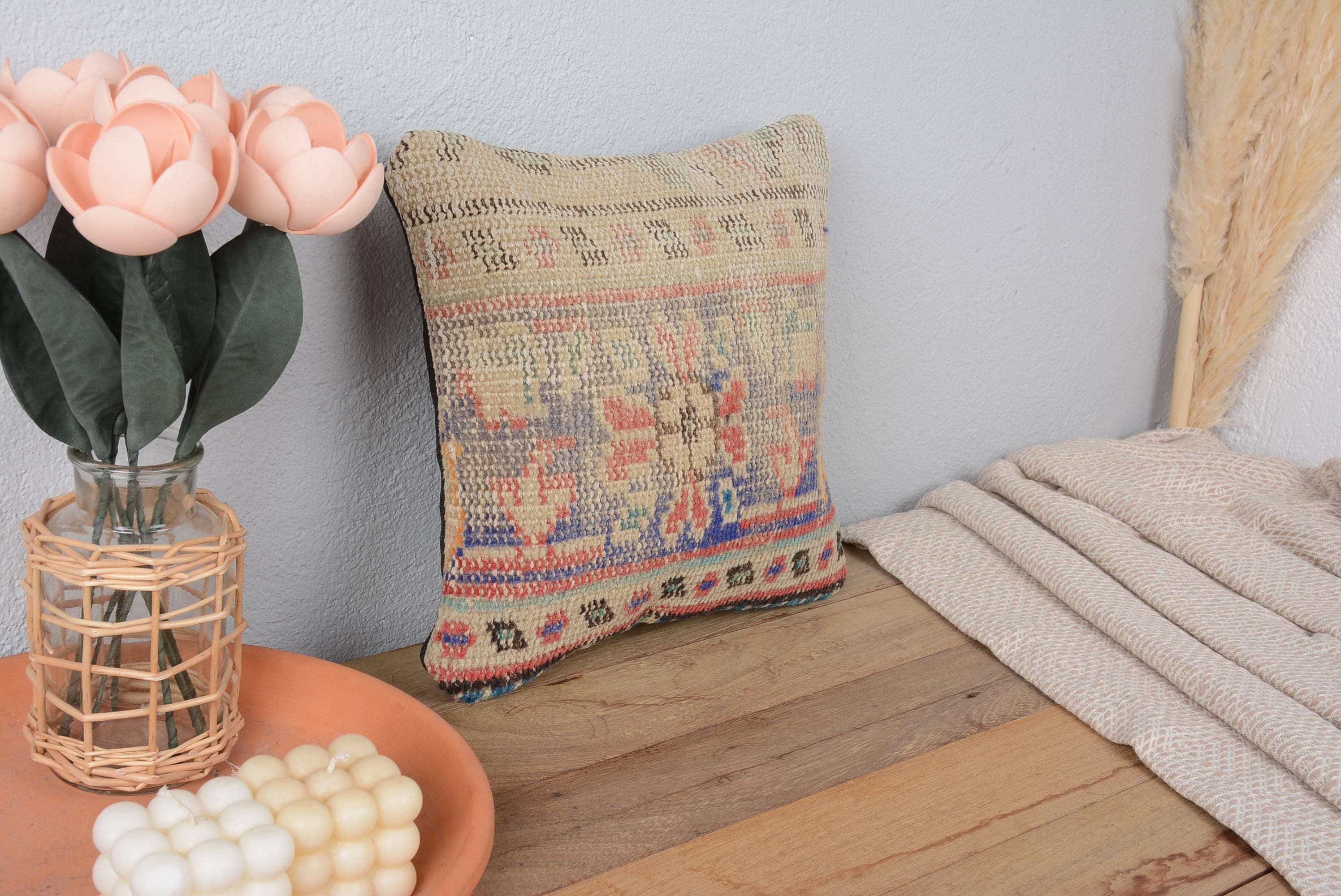 7110. Home Decor Designer Hand Knotted Vintage Pillow