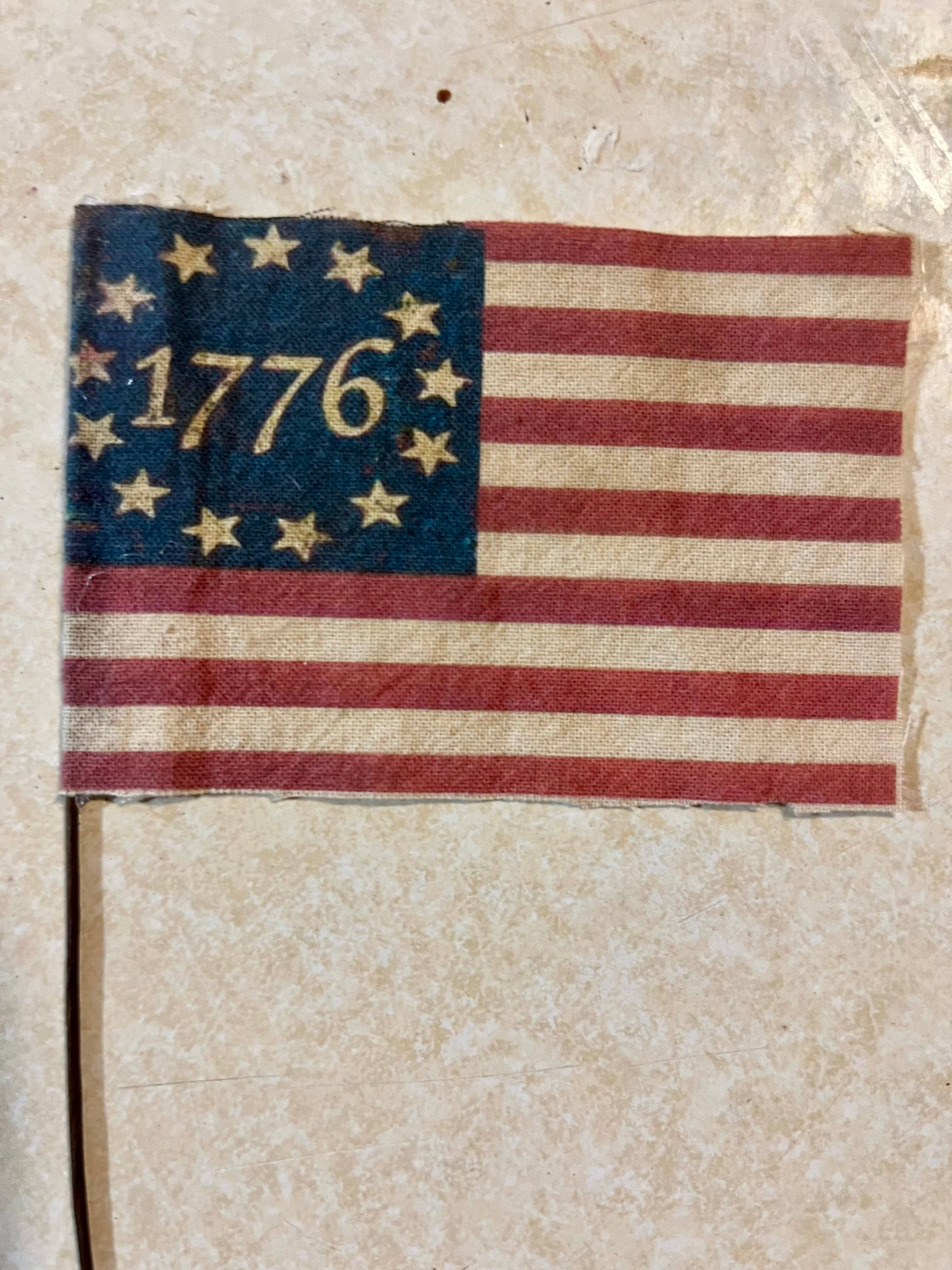 6359. Primitive handmade Americana mini flags set of 6