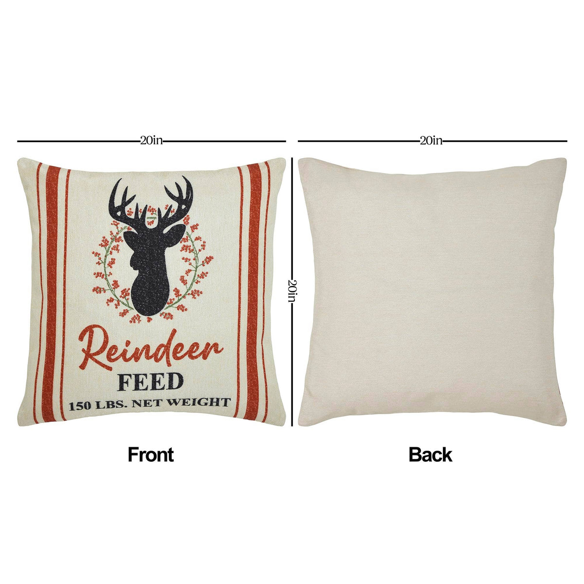Reindeer Farm Pillow Cover Set of 2 20Lx20W