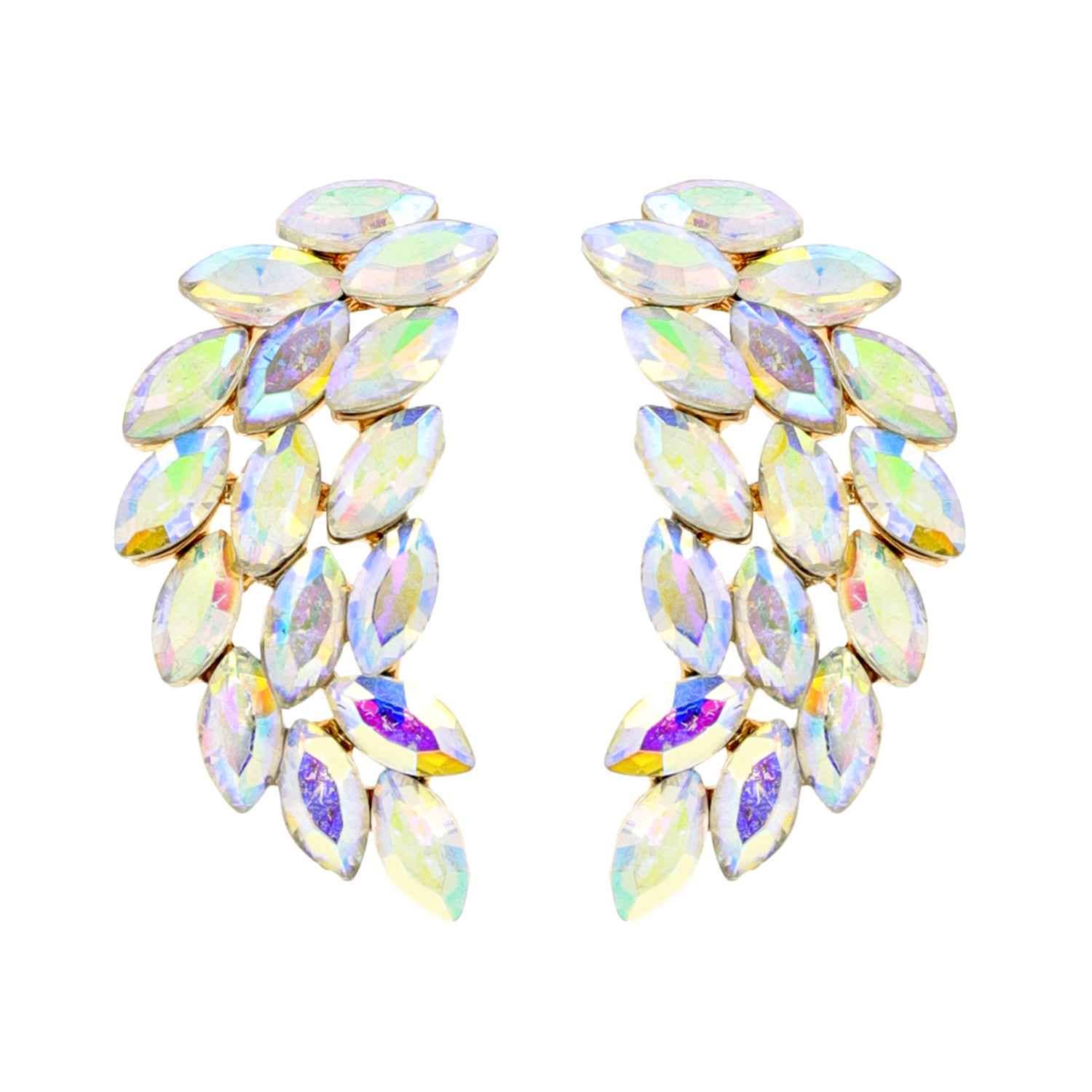 Marquise Gem Leaf Cluster Wing Earrings