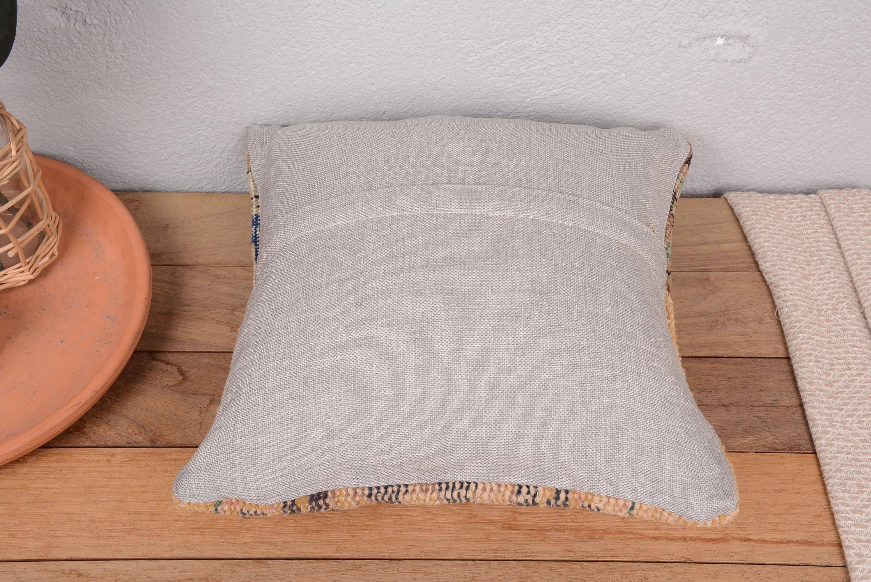 Sofa Kilim Cushion Sham 14x14 Vintage Patchwork Textured