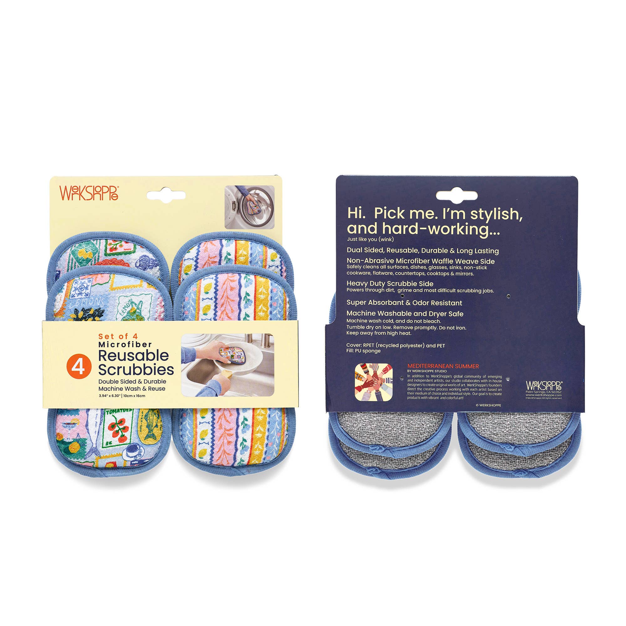 Mediterranean Summer Microfiber Scrubbie Set