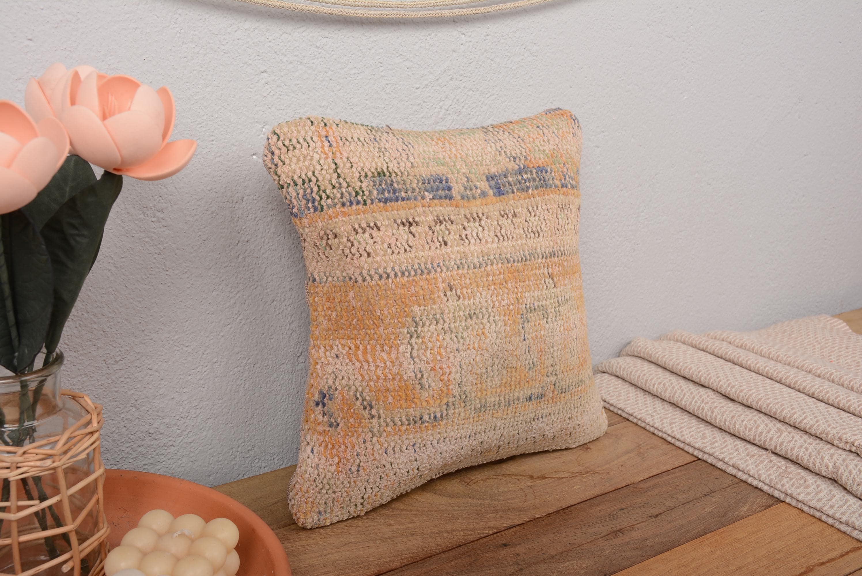 Vintage Boho Kilim Throw Pillow Cushion Sham 12x12