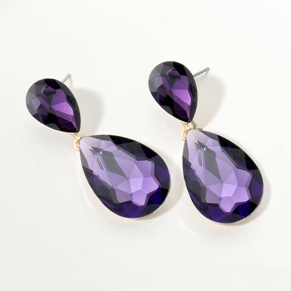 Glass Crystal Teardrop Evening Earrings