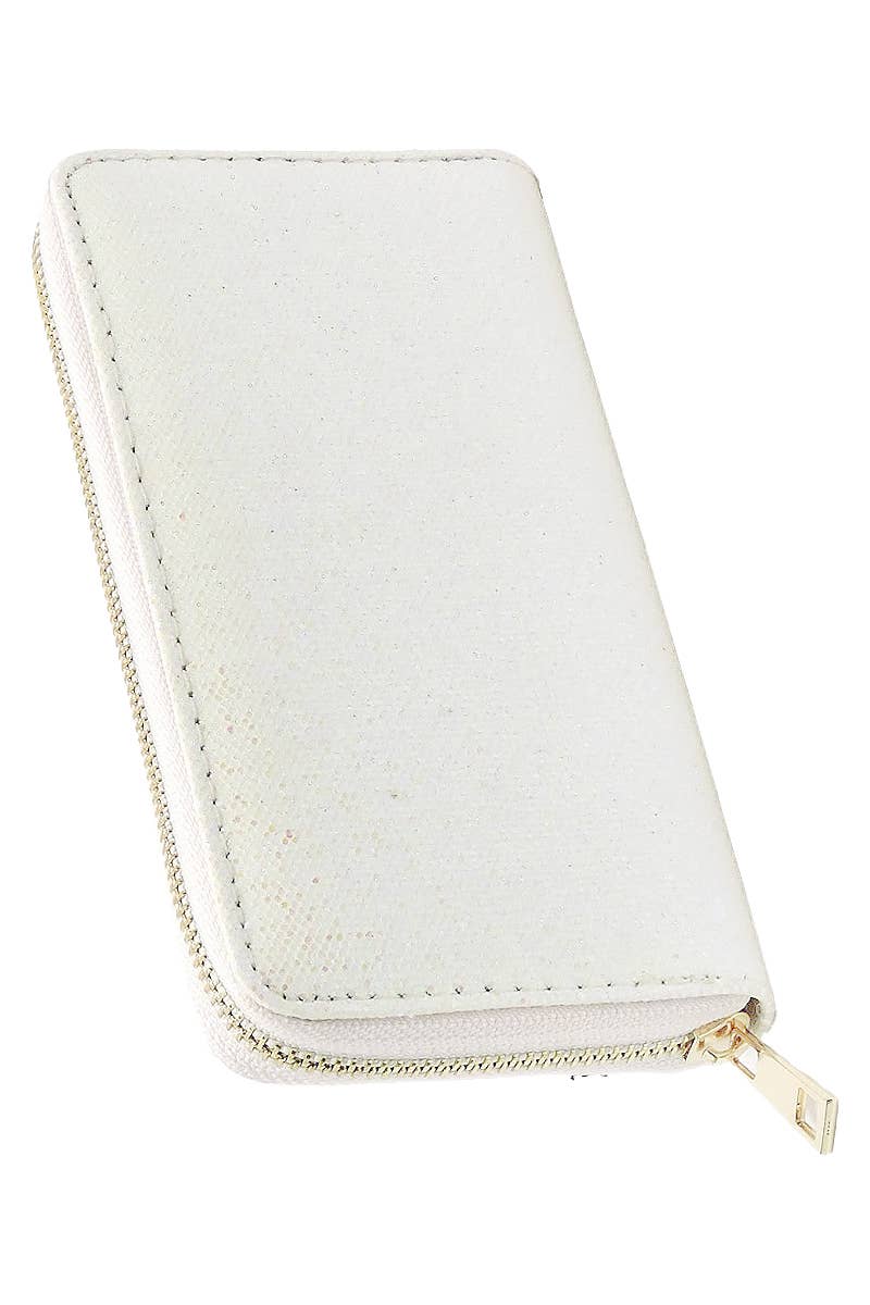 6211. Metallic Glitter Single Zip Continental Wallet