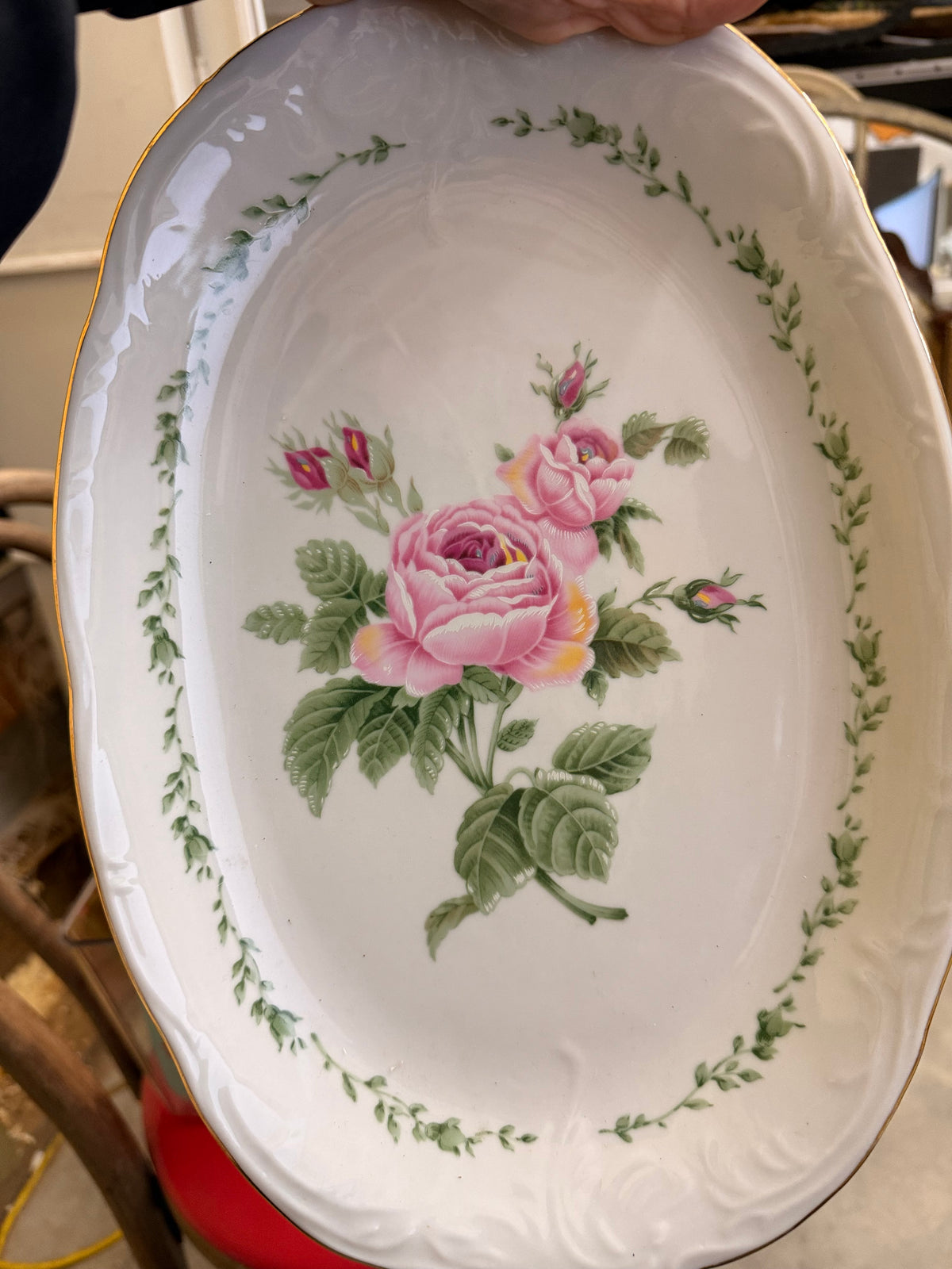 Pink and Green Floral Platter Gibson