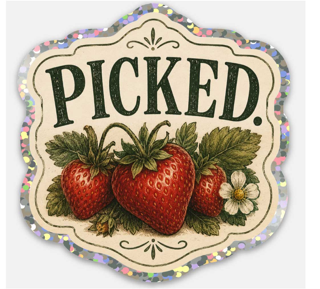 9162. Picked (Strawberry) Sticker