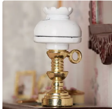 1-3/4" Dollhouse Miniature Metal  Hurricane Lamp