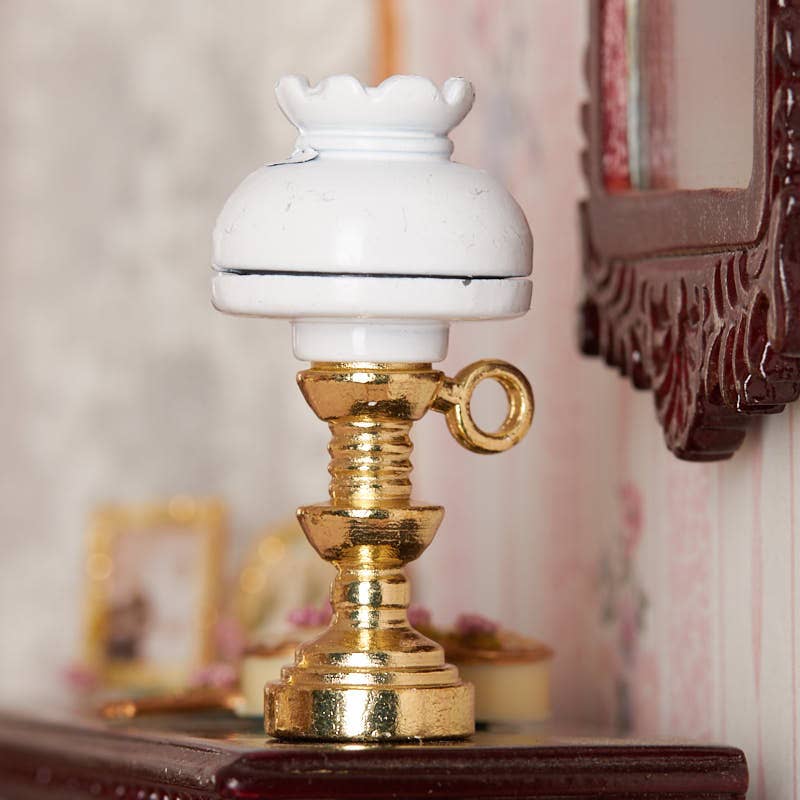 8342. 1-3/4" Dollhouse Miniature Metal  Hurricane Lamp