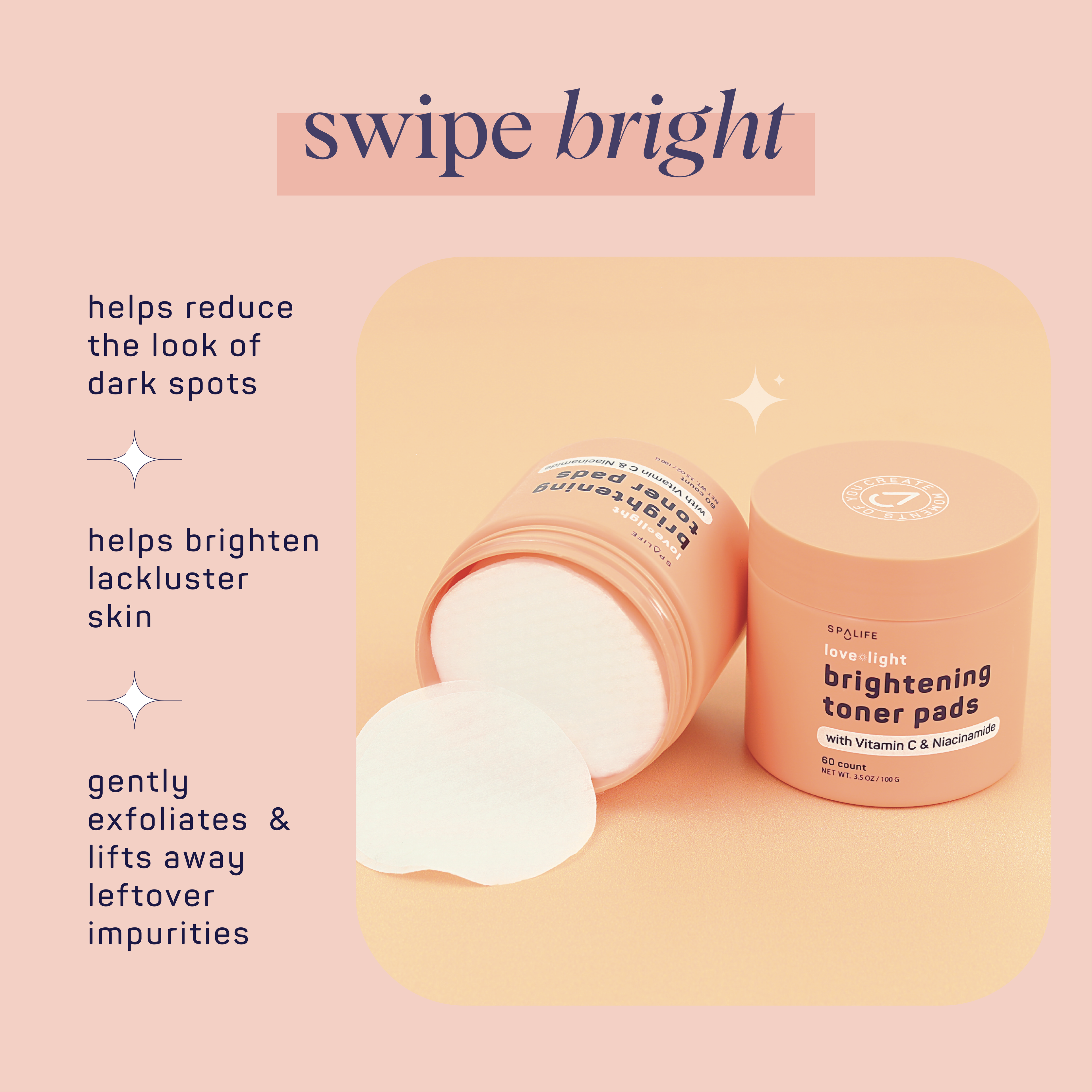 7401. Love + light Brightening Toner Pads - 60 count