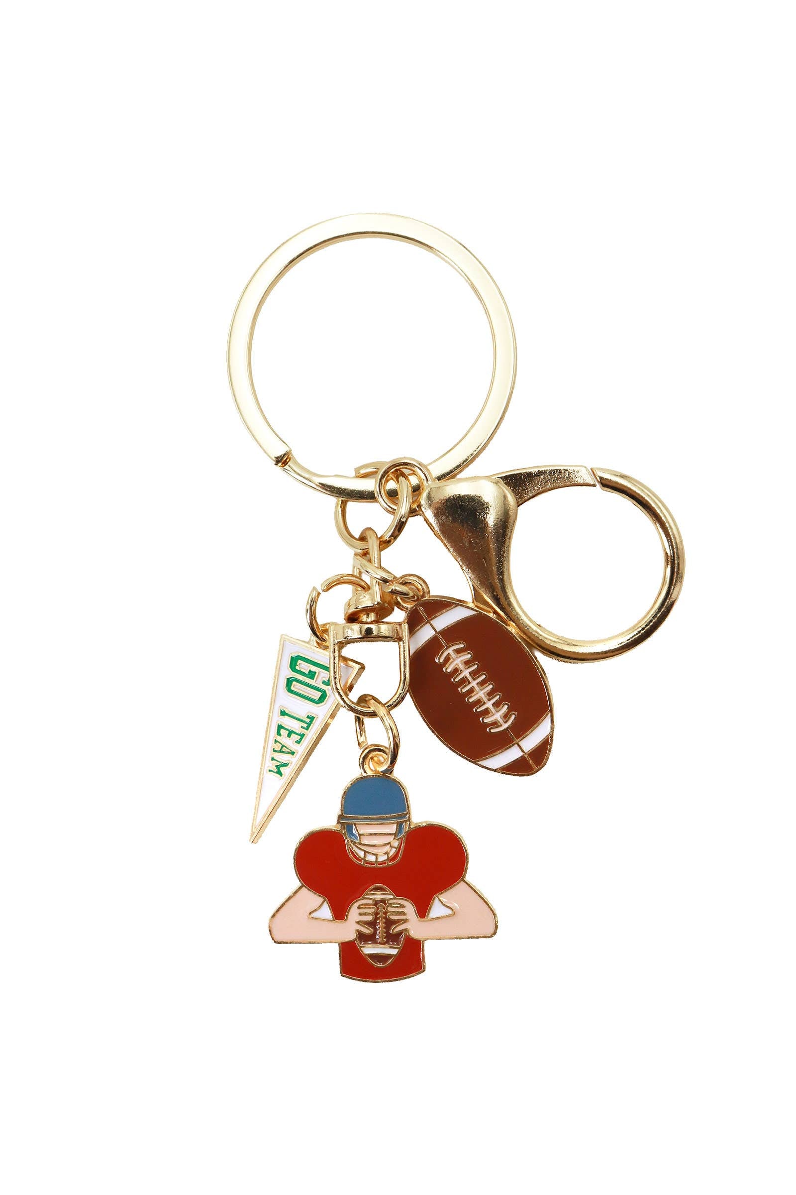 6303. Assorted Football Enamel Charm Cluster Key Chain