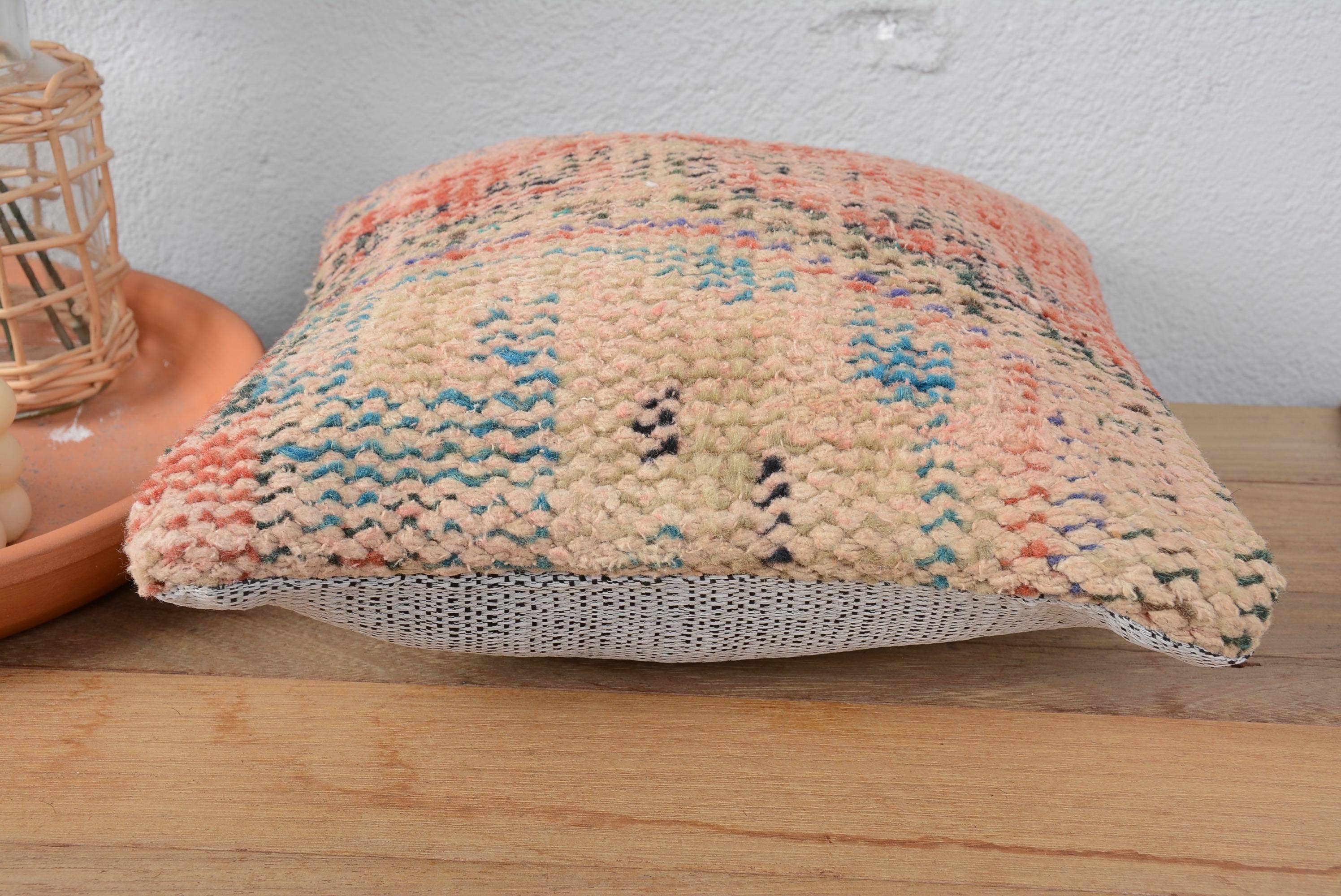 7118. Boho Home Decor Hand Knotted Pillow Sham Cover