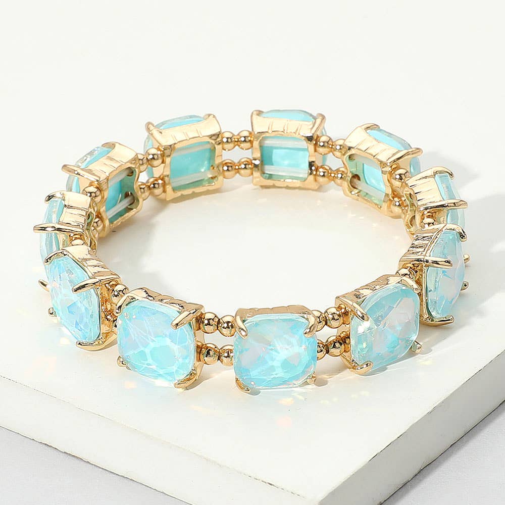 Cushion Square Stone Stretch Evening Bracelet