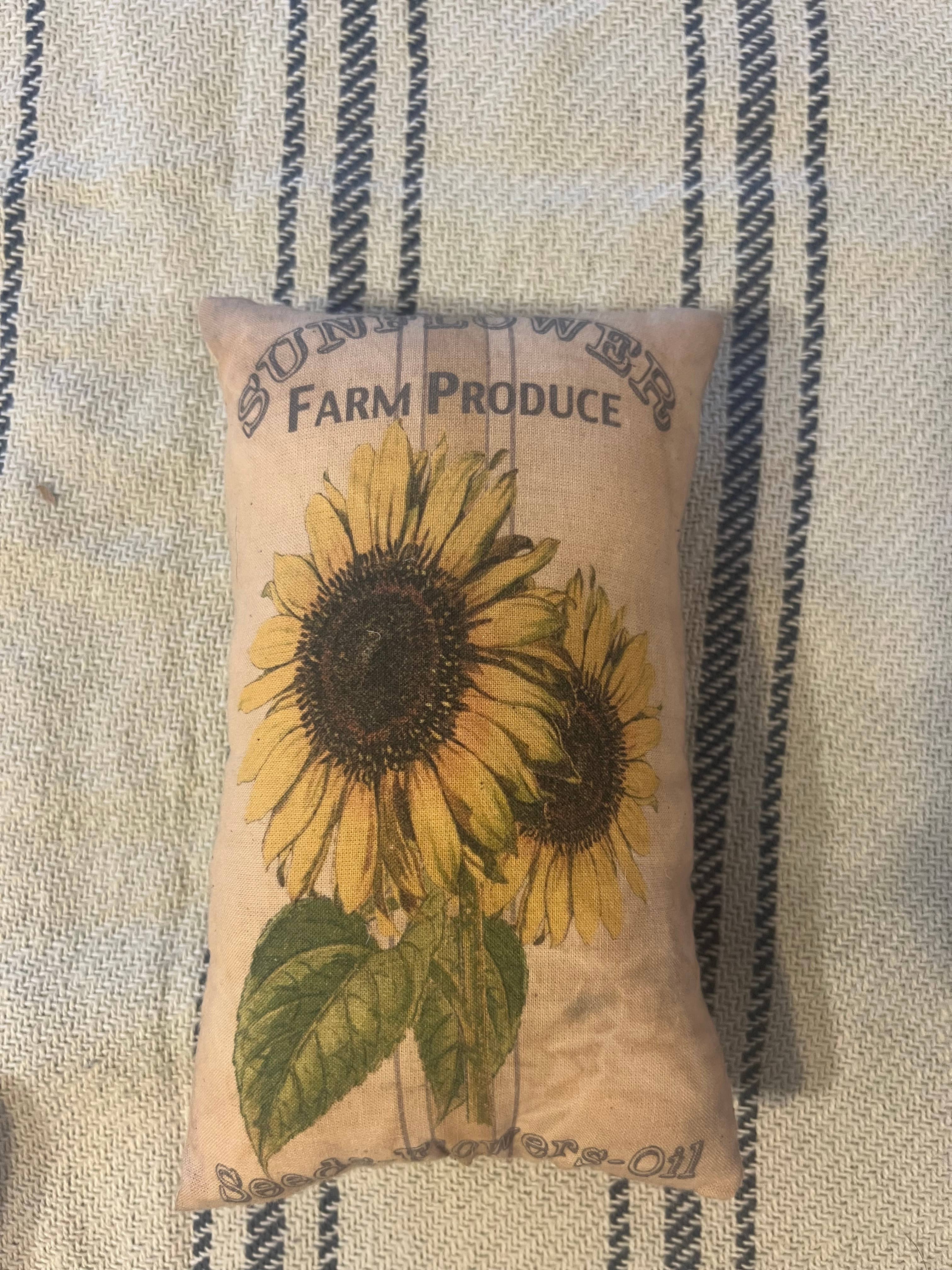 6362. Primitive handmade Printed Farmhouse 5x7" stuffed pillows