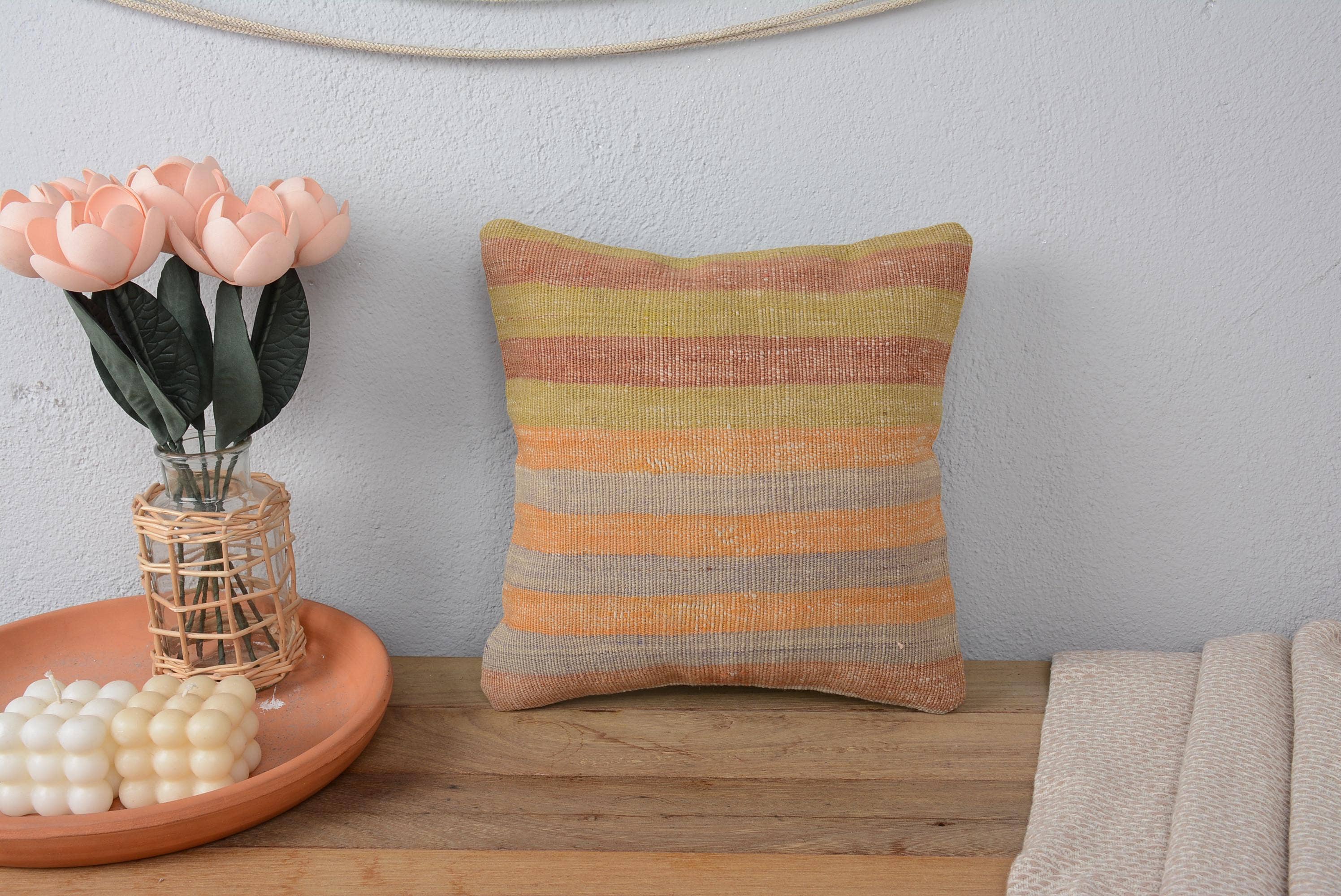 Handmade Vintage Kilim Cushion Sham 12x12