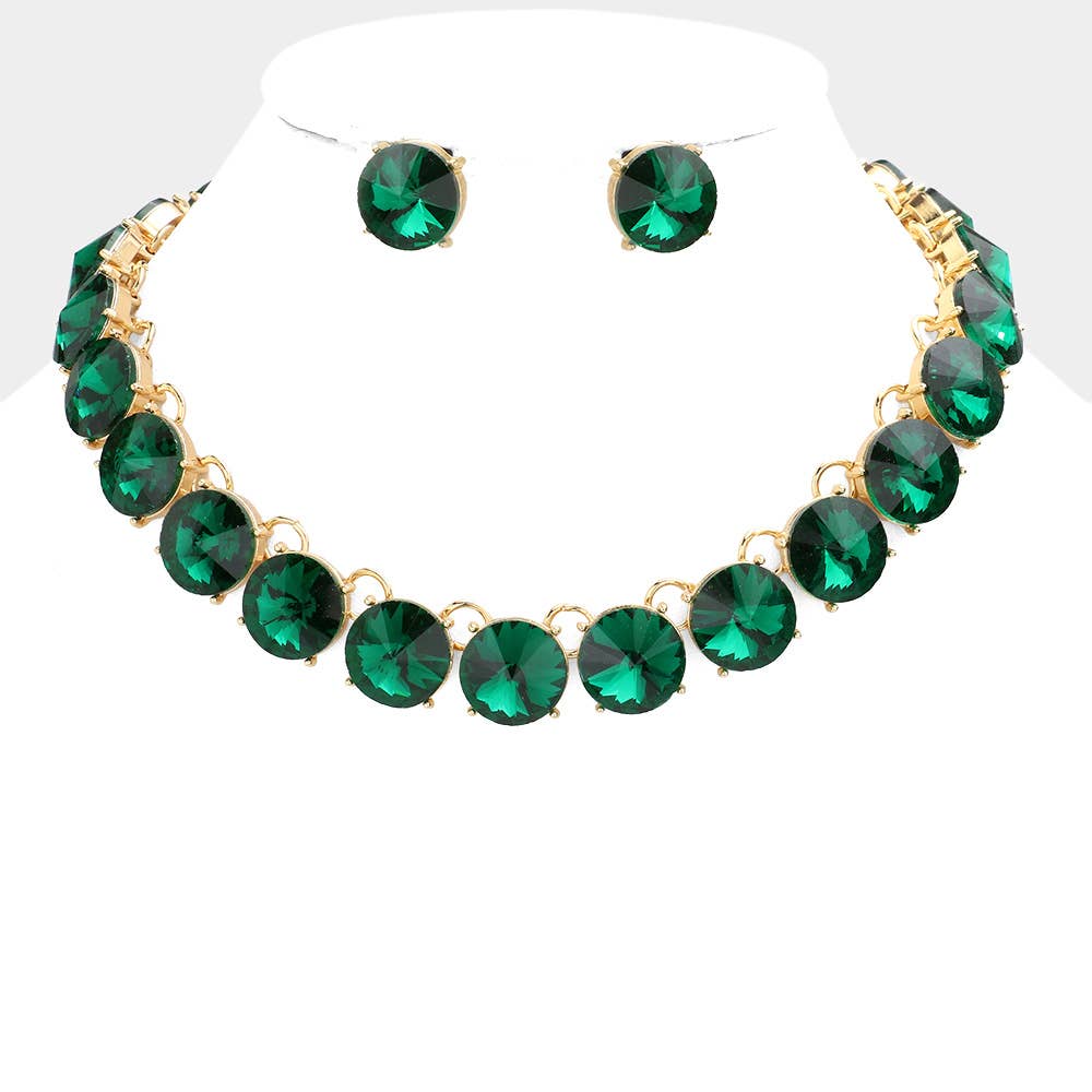 Round Stone Link Evening Necklace