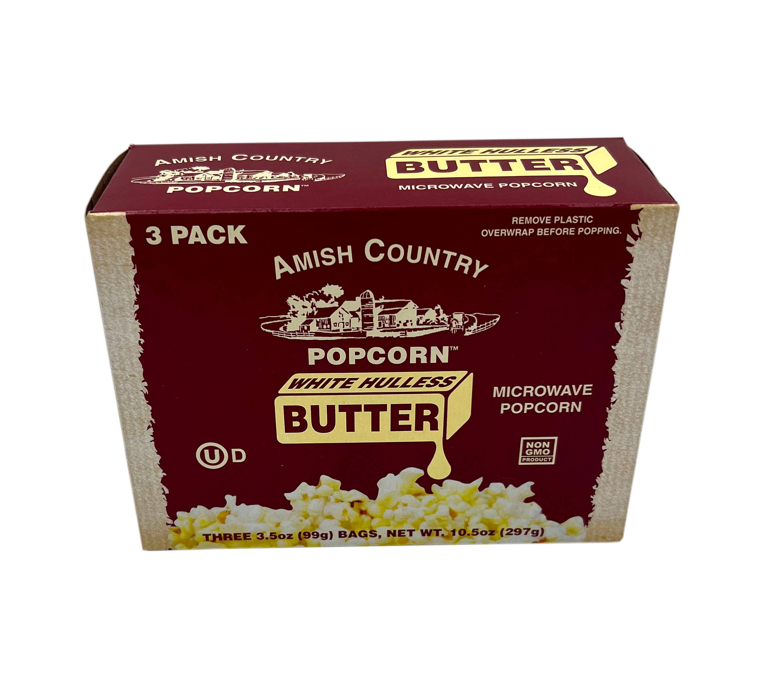 8105. 3pk Microwave Buttery White HULLESS Popcorn
