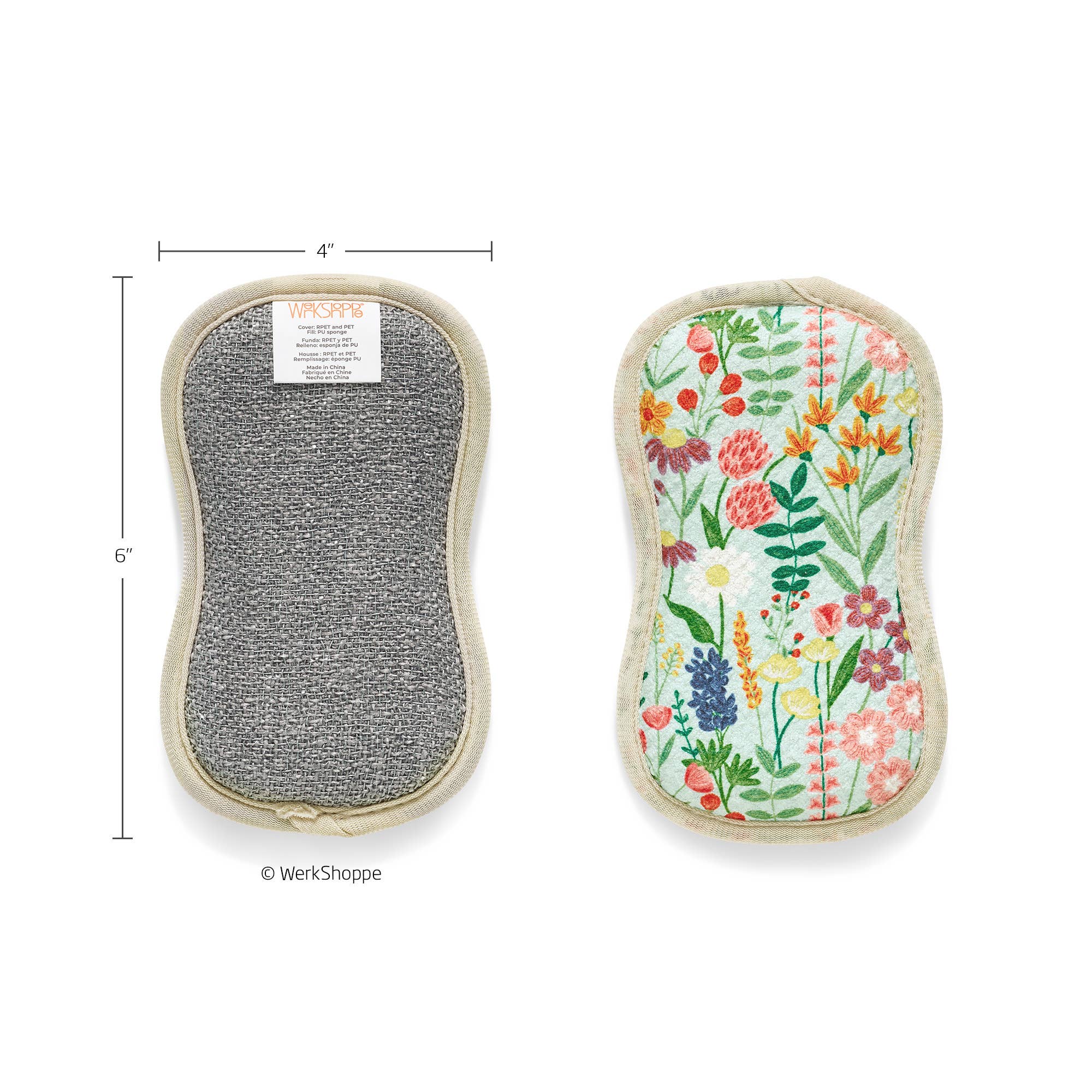 Wildflowers Microfiber Scrubbie Set, Dual-Side Cleaning Pads