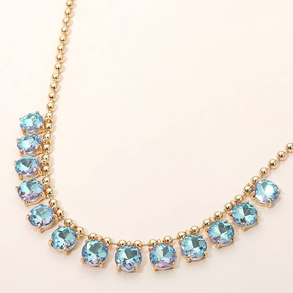 Cushion Teardrop Round Stone Link Evening Necklace